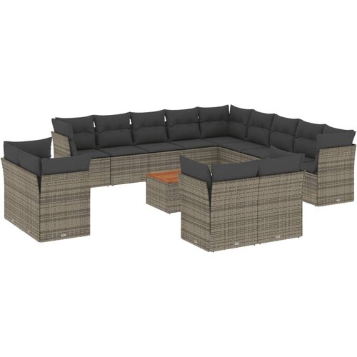  14-dijelni set vrtnih sofa od poliratana s jastucima sivi Slike