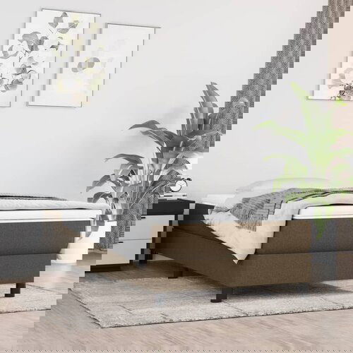 VidaXL Vzmetnica z žepkasto vzmetjo temno rjava 90x200x20 cm blago Slike