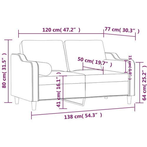  Dvosjed s ukrasnim jastucima smeđi 120 cm od tkanine Slike