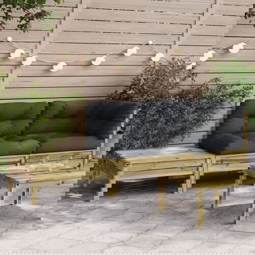  The Living Store Vrtni kavč z blazinami in stolčkom impregnirana borovina - Vrtni Kavč, (21468818) Cene