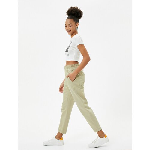Koton Elastic Waist Jeans High Waist Relaxed Cut Crop Leg Cotton Pocket - Baggy Jean Slike