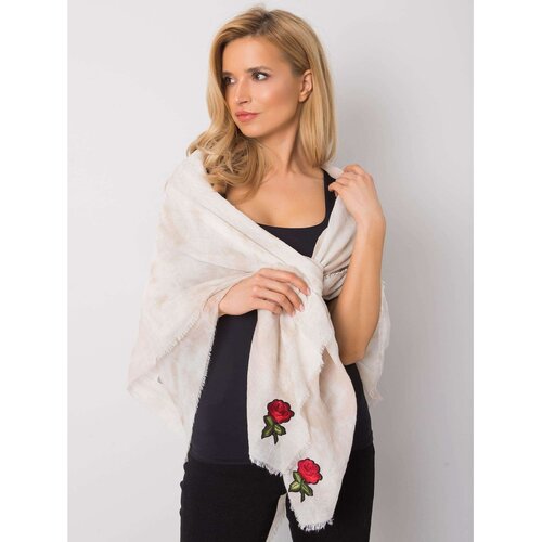 Fashion Hunters Women&amp;#039;s beige scarf with colorful patches Slike