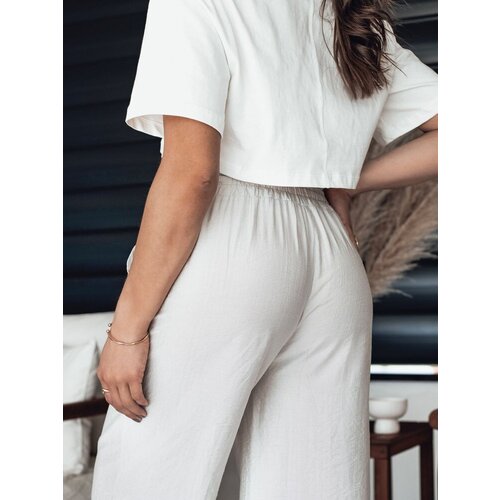 DStreet NAMAYAS women's wide leg trousers, light beige Cene