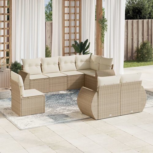 vidaXL 8-dijelni set vrtnih sofa od poliratana s jastucima bež Cijene