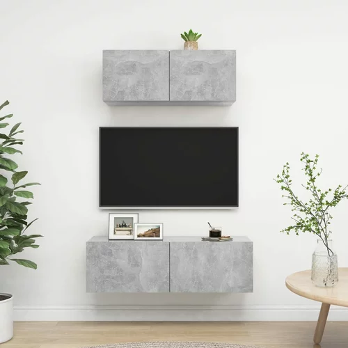 vidaXL Komplet TV omaric 2-delni betonsko siva iverna plošča, (20732211)