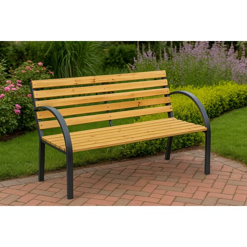 Lean Toys Lesena vrtna klop z naslonjalom 125 cm Slike