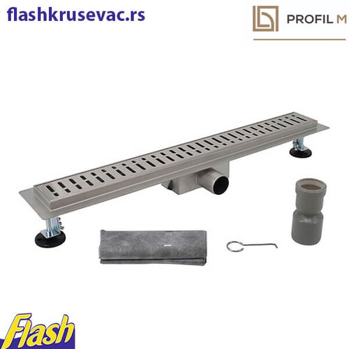  linijska tu&amp;scaron; kanalica bru&amp;scaron;eni hrom - profil m - wave 50cm Slike