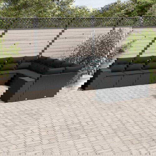 vidaXL 10-dijelni set vrtnih sofa s jastucima crni od poliratana Cijene