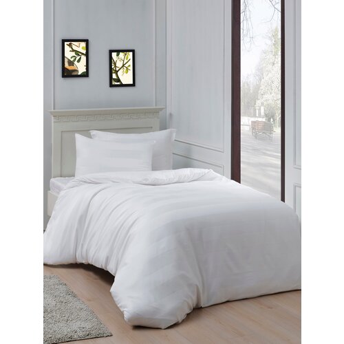 Hanah home komplet posteljine Max Yollu Saten, 160x220cm, Bela Slike