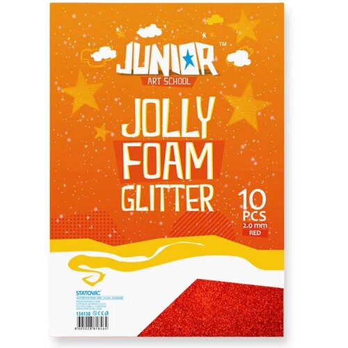 Junior jolly Glitter Foam, eva pena sa &amp;scaron;ljokicama, A4, 10K, odaberite nijansu Crvena Slike