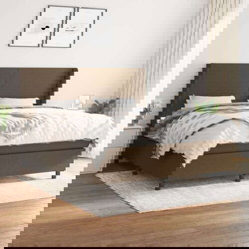  Box spring postelja z vzmetnico temno rjava 160x200 cm blago, (20892716) Cene