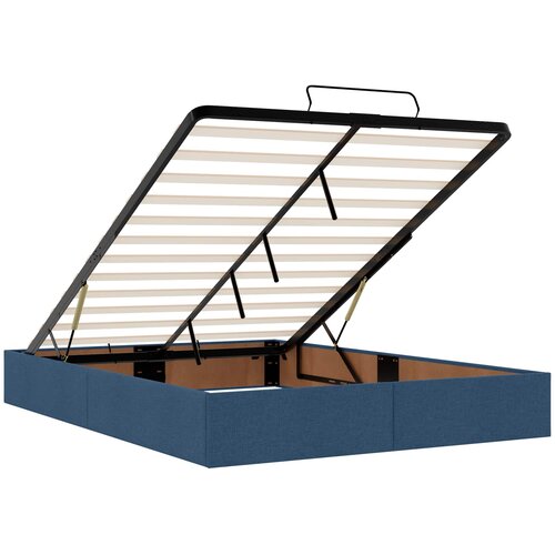  Krevet od pjene s madracem i LED-om Plava 140 x 200 cm Tkanina Slike