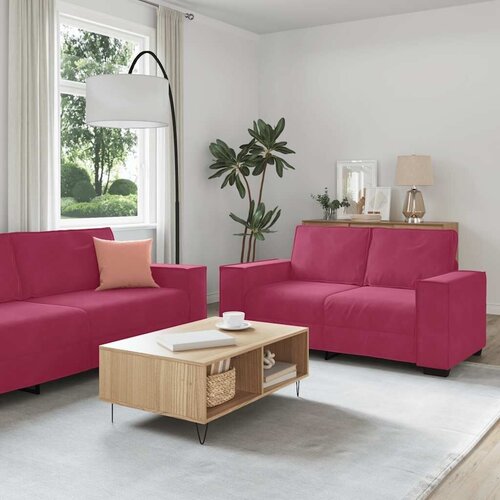  3-dijelni set sofa s jastucima  vinsko crveni bar&scaron;un - boja crnog vina 1 Cijene