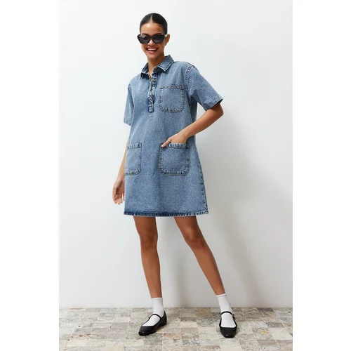 Trendyol Blue Denim Mini Dress