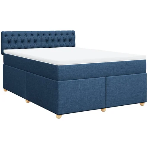 vidaXL Box spring postelja z vzmetnico modra 140x190 cm blago, (21305117) vidaXL Box spring postelja z vzmetnico modra 140x190 cm blago, (21305117)