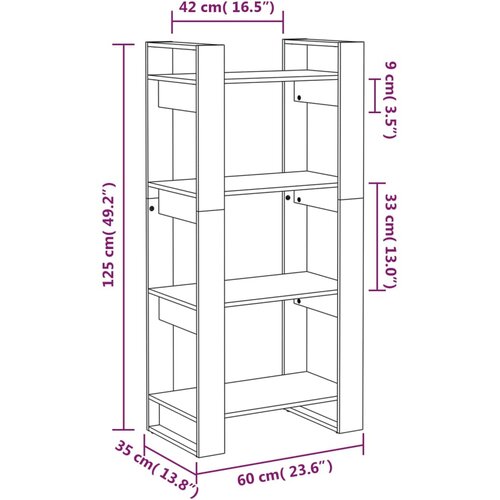  za knjige / pregrada crni 60x35x125 cm od masivnog drva Slike