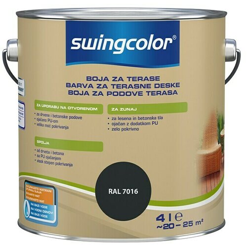 SWINGCOLOR Boja za pod (Antracit, 4 l, Svilenkasti sjaj) Cijene