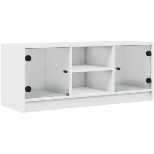 VidaXL TV omarica s steklenimi vrati bela 102x37x42 cm, (21017060) Slike