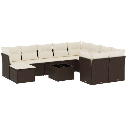 vidaXL 11-dijelni set vrtnih sofa od poliratana s jastucima smeđi Cijene