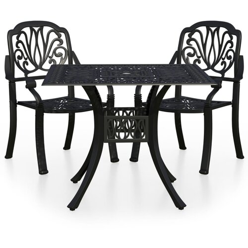 VidaXL Bistro garnitura 3-delna liti aluminij črna, (20675095) Slike