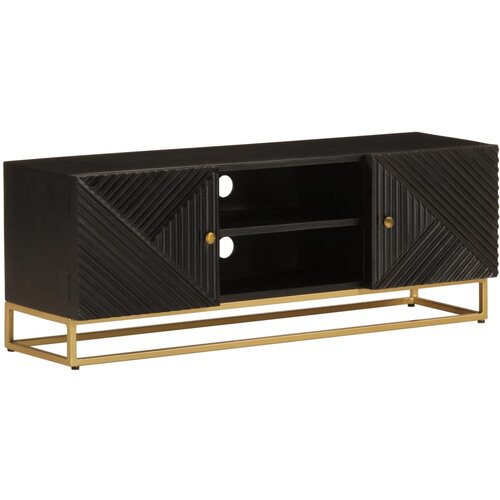 VidaXL TV omarica črna 110x30x40 cm trden mangov les in železo Slike