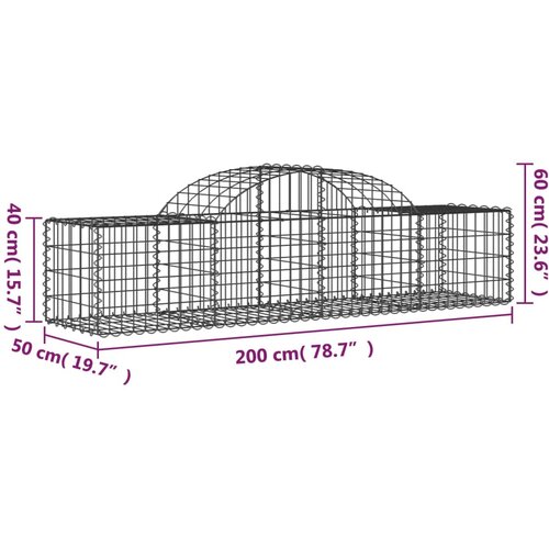  Lučne gabionske ko&amp;scaron;are 4 kom 200x50x40/60 cm pocinčano željezo Slike