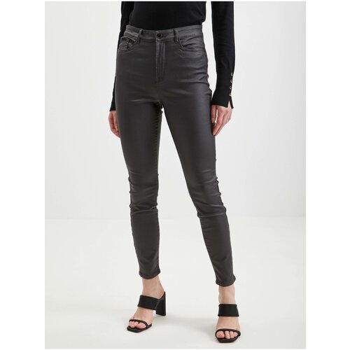 Orsay Grey Women's Leatherette Pants - Women Cene