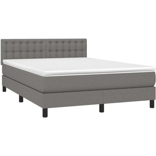  Krevet s oprugama i madracem tamnosivi 140x190 cm od tkanine Slike
