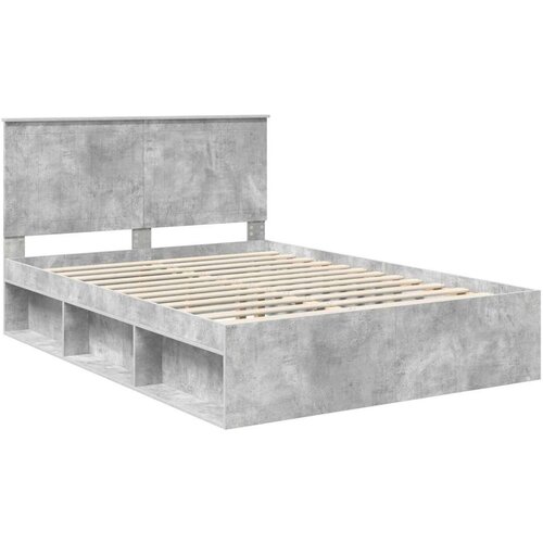 Okvir za krevet s uzglavljem Betonska siva 135 x 190 cm Slike
