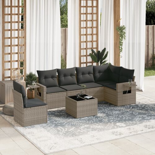 vidaXL 7-dijelni set vrtnih sofa sivi od poliratana Cijene