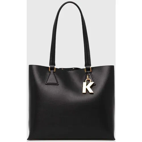 Karl Lagerfeld Usnjena torbica črna barva, 245W3046