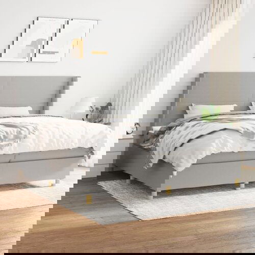 The Living Store Box spring postelja z vzmetnico svetlo siva 200x200 cm blago - Box Spring Postelja, (21519740) Cene