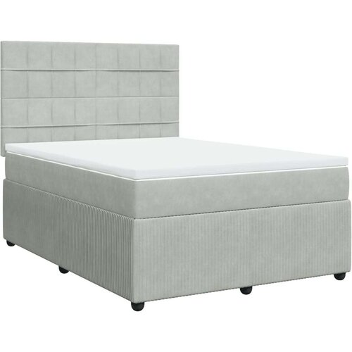 VidaXL Krevet s oprugama i madracem svjetlosivi 140x190 cm bar&amp;scaron;unasti Slike