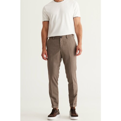 ALTINYILDIZ CLASSICS Men's Mink Slim Fit Slim Fit Side Pockets Elastic Waist Classic Fabric Trousers Slike