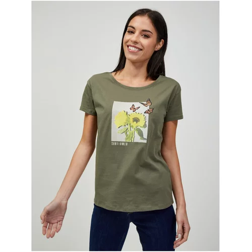 Orsay Khaki T-shirt with print - Women