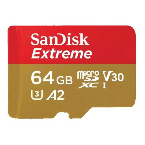 San Disk Extreme microSDXC 64GB Class 10 UHS-I U3 V30 A2 4K UHD SD adapter SDSQXAH-064G-GN6MA spominska kartica Cene