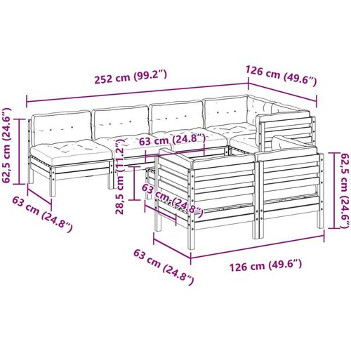  8-dijelni set vrtnih sofa s jastucima od impregnirane borovine Slike