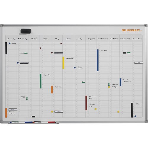 Eurokraft basic Nevtralen letni planer, navpična mesečna delitev, &amp;Scaron;xV 900 x 600 mm Slike