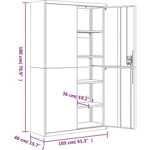  za spise antracit 105 x 40 x 180 cm čelični Slike