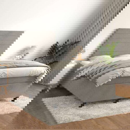 Box spring krevet s madracem svjetlosivi 120x200 cm baršunasti Cijene