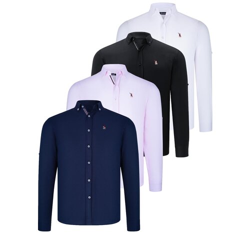 Dewberry QUAD SET G674 MENS SHIRT-BLACK-WHITE-NAVY BLUE-PINK Slike