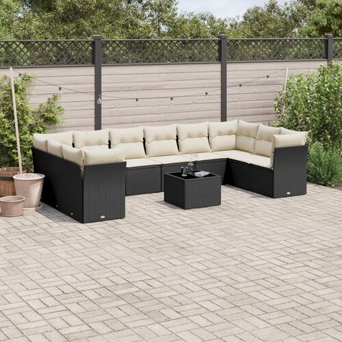  11-dijelni set vrtnih sofa od poliratana s jastucima crni Cijene