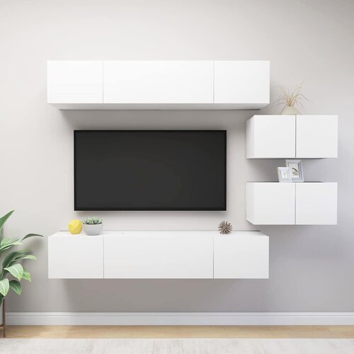  6-dijelni set TV ormarića bijeli od konstruiranog drva Slike