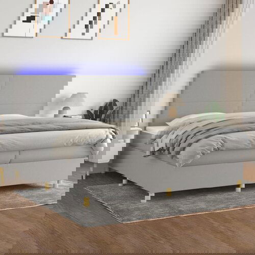 The Living Store Box spring postelja z vzmetnico LED sv. siva 200x200 cm blago - Box Spring Postelja, (21521163) Slike