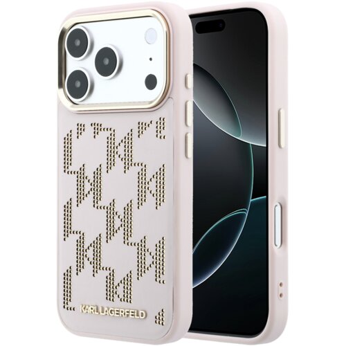 Karl Lagerfeld MagSafe ovitek PU Perforated Monogram za Apple iPhone 17 Pro Max, roza - KLHMP17X6PPMDPP Slike