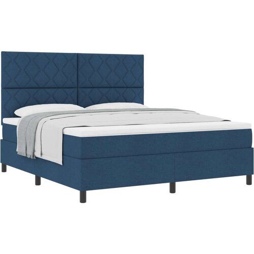 vidaXL Postelja z box springom z vzmetnico modra super king tkanina, (22081250) Cene
