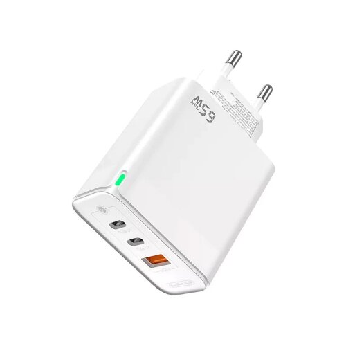 Jellico hi&amp;scaron;ni polnilec adapter C79 220V Gun Quick Charge PD 65W vhod 1x USB A in 2x Type C - s kablom Type C - Type C 3.0 bel Slike