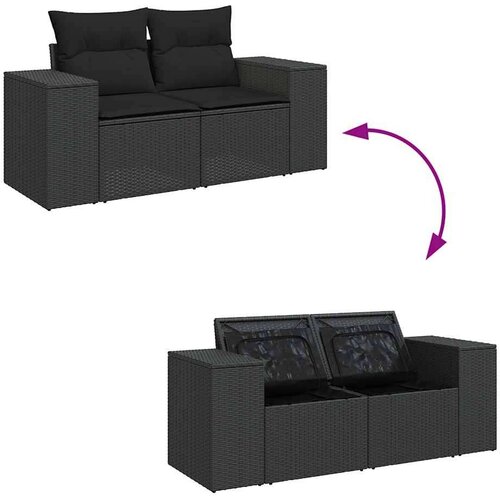 VidaXL 6-dijelni set vrtnih sofa s jastucima crni od poliratana Slike