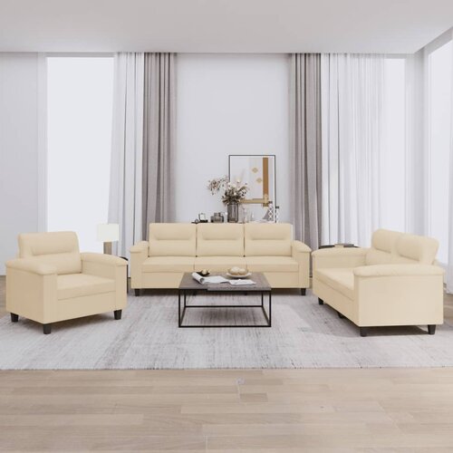 vidaXL 3-dijelni set sofa s jastucima krem od mikrovlakana Cijene