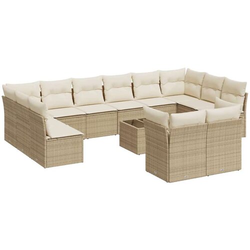 vidaXL 13-dijelni set vrtnih sofa s jastucima poliratan Bež Cene